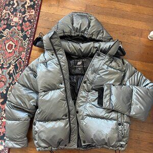 Metallic silver BCBG puffer jacket